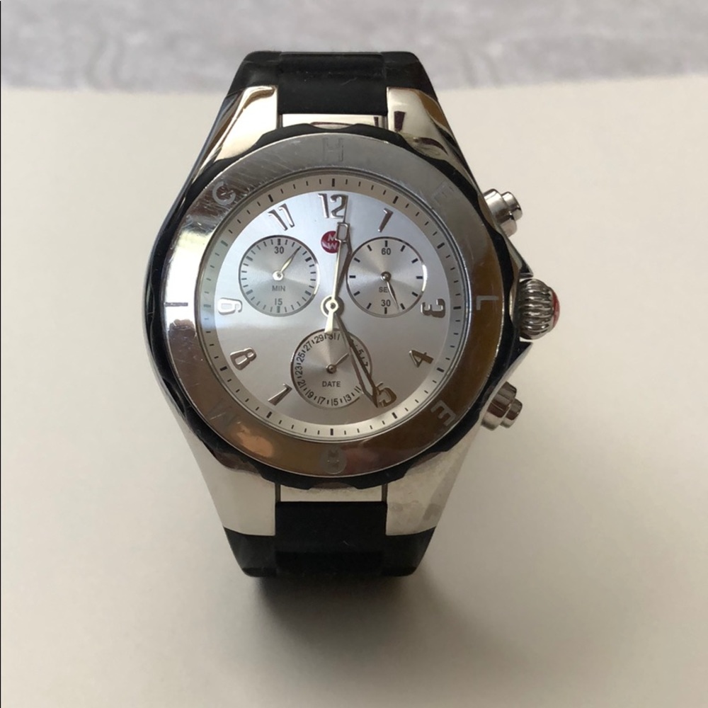 MICHELE watch with black rubber band